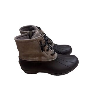 Women's Sperry Saltwater Duck Boots Grey Black STS81732 Size 7 Medium Waterproof
